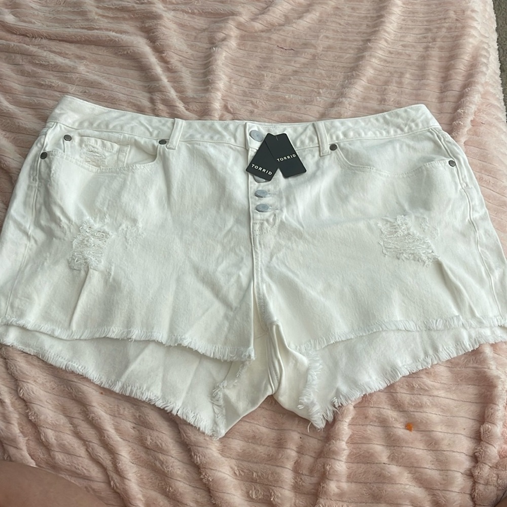 Torrid White Distress Shorts
